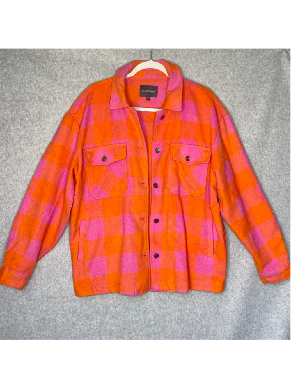 Velvet heart, oversized, pink and orange jacket size large